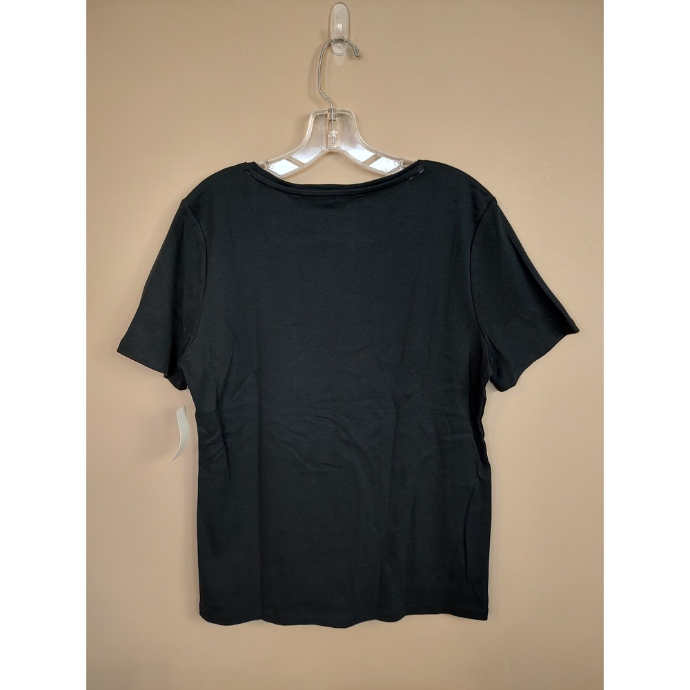 Talbots Womens Black Pima Cotton Short Tee Shirt Size L NWT - Picture 2 of 9